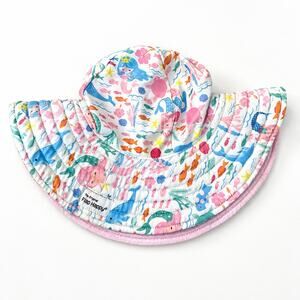Flap Happy Original Mermaid Print Wide Brim UPF Sun Hat Baby Toddler Pink